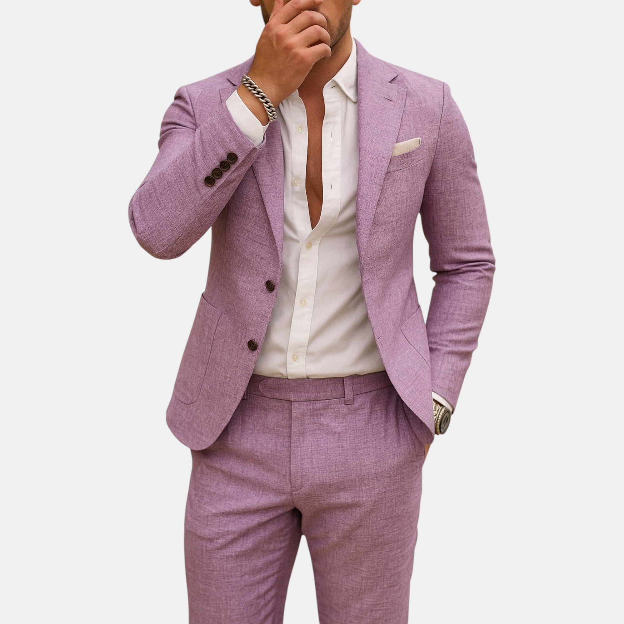 Men's Linen Wedding Suit-Suit-Azzella London
