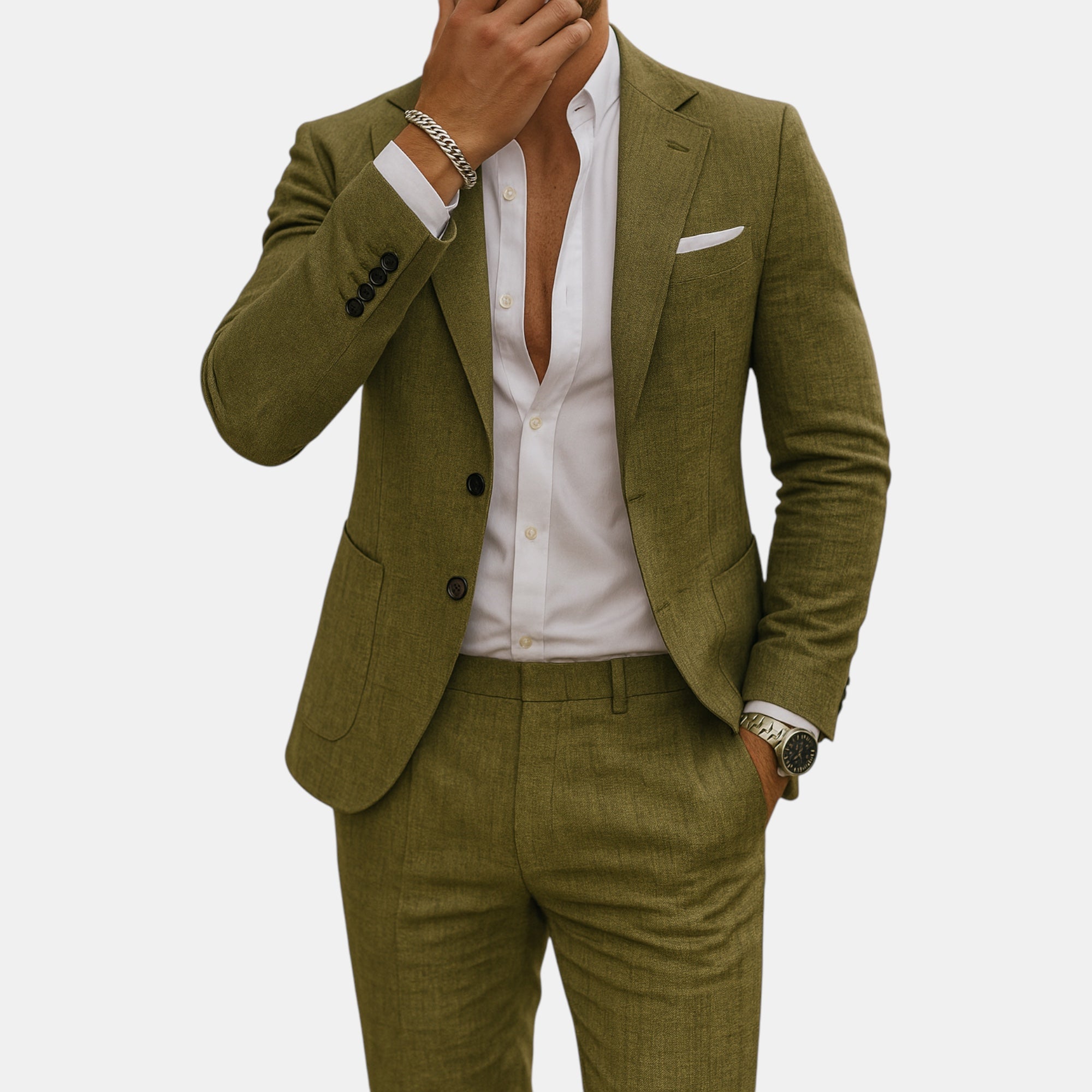 Men's Linen Wedding Suit-Suit-Azzella London
