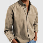 Men's Long-Sleeve Button-Up Cotton Shirt-Shirt-Azzella London
