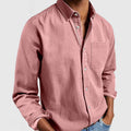 Men's Long-Sleeve Button-Up Cotton Shirt-Shirt-Azzella London