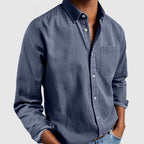 Men's Long-Sleeve Button-Up Cotton Shirt-Shirt-Azzella London