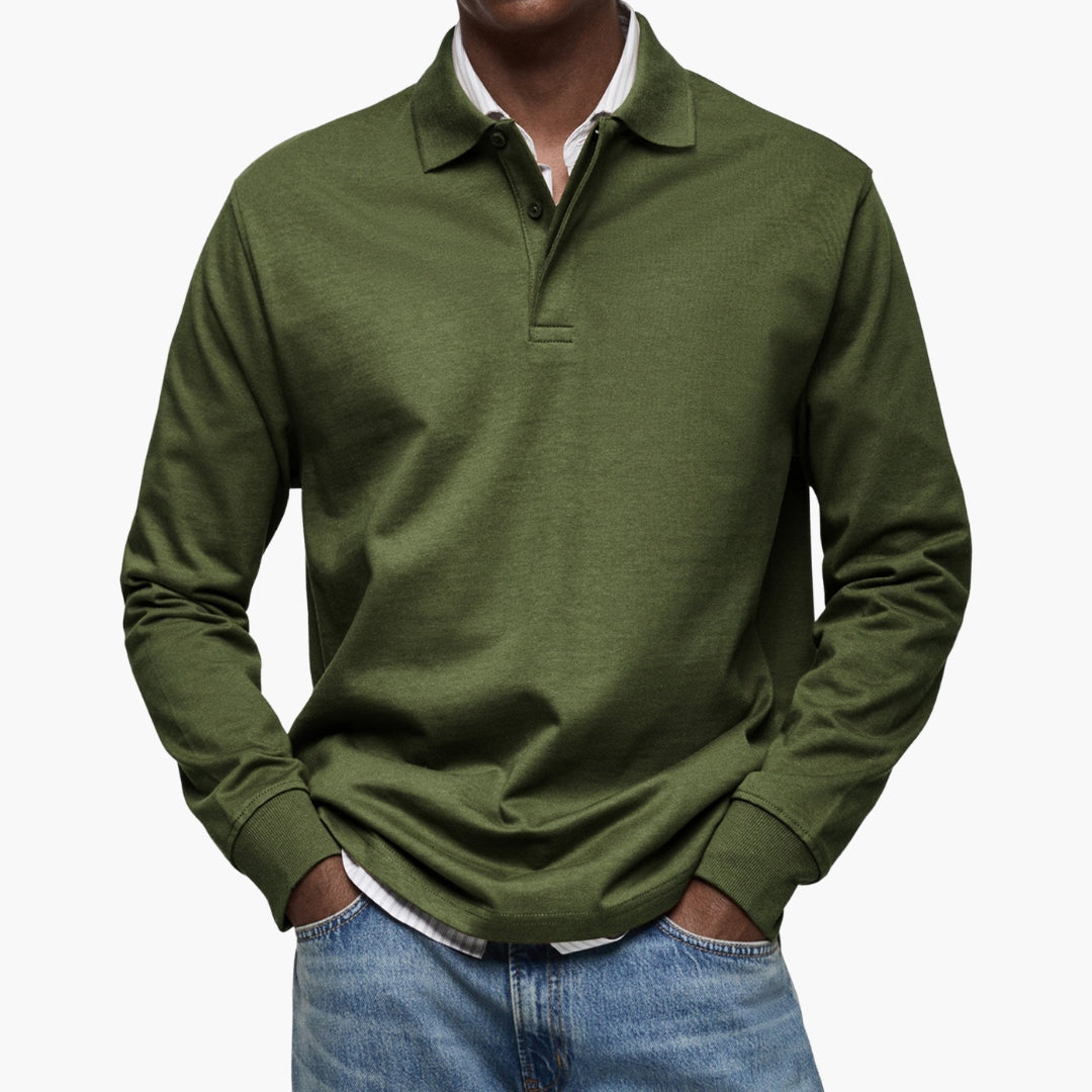Men's Long Sleeve Polo Shirt-Azzella London