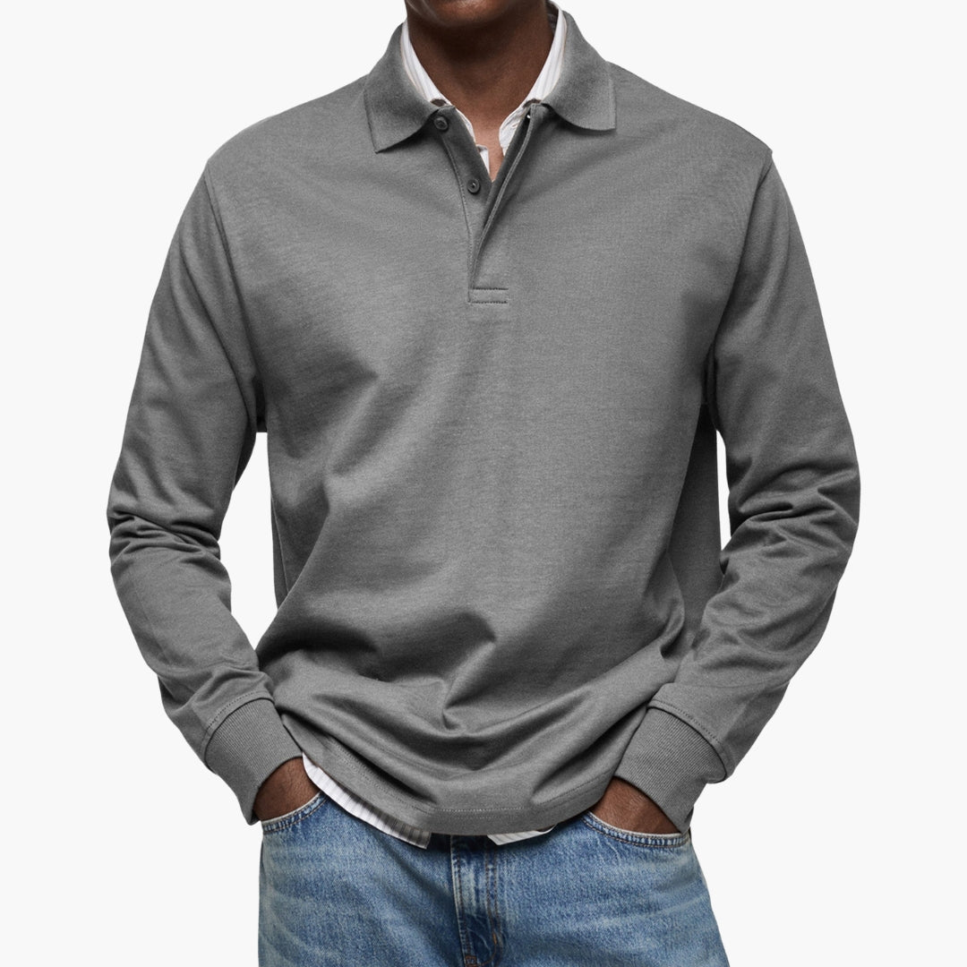 Men's Long Sleeve Polo Shirt-Azzella London