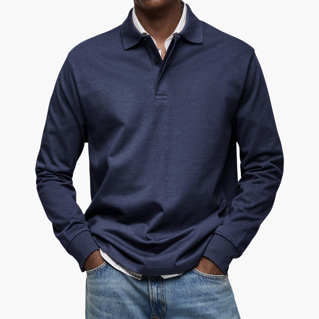 Men's Long Sleeve Polo Shirt-Azzella London
