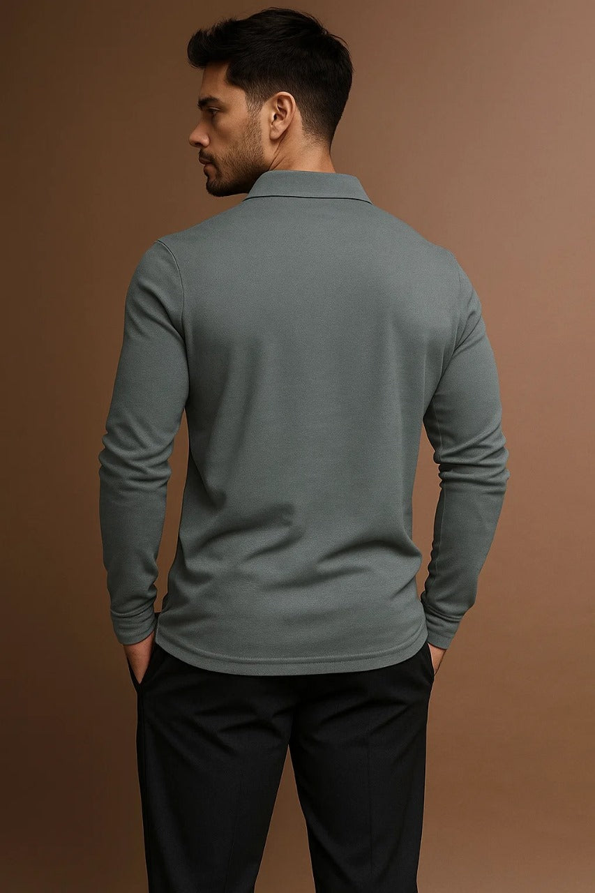 Men's Long-Sleeve Polo Shirt-Polo Shirt-Azzella London