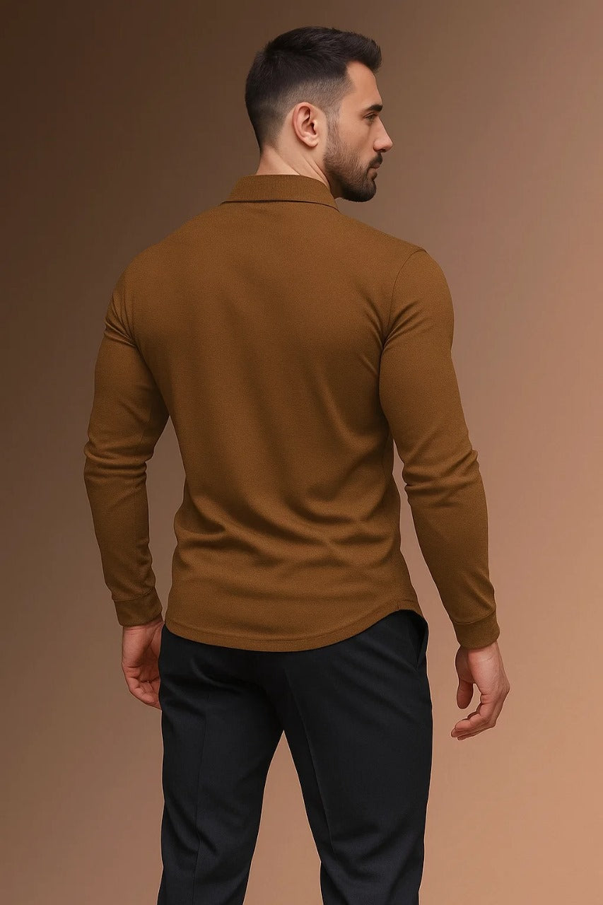 Men's Long-Sleeve Polo Shirt-Polo Shirt-Azzella London