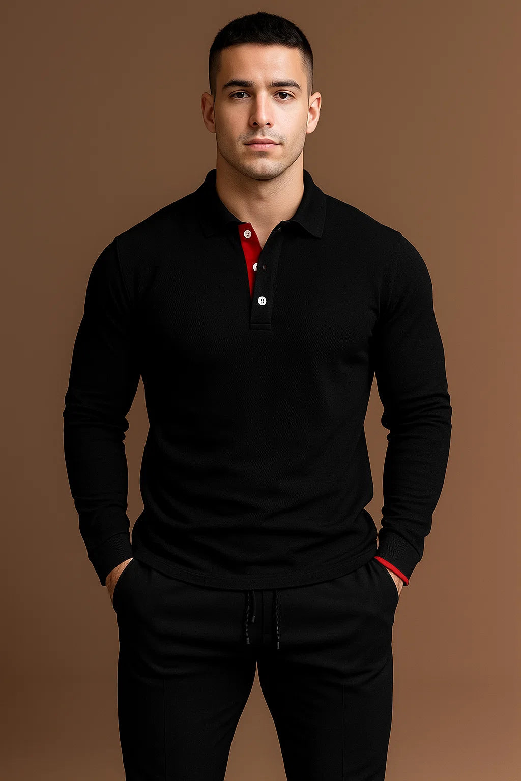Men's Long-Sleeve Polo Shirt-Polo Shirt-Azzella London