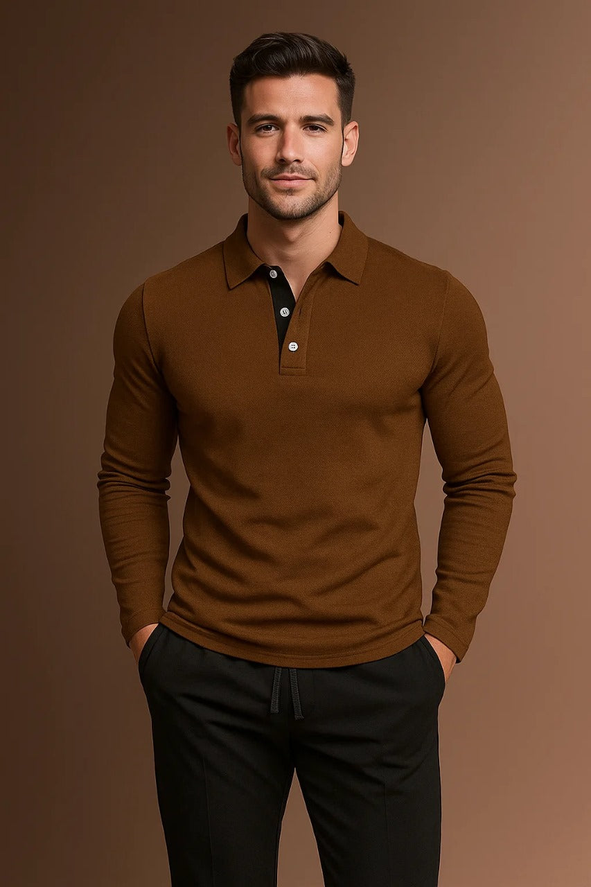 Men's Long-Sleeve Polo Shirt-Polo Shirt-Azzella London