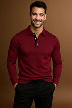 Men's Long-Sleeve Polo Shirt-Polo Shirt-Azzella London