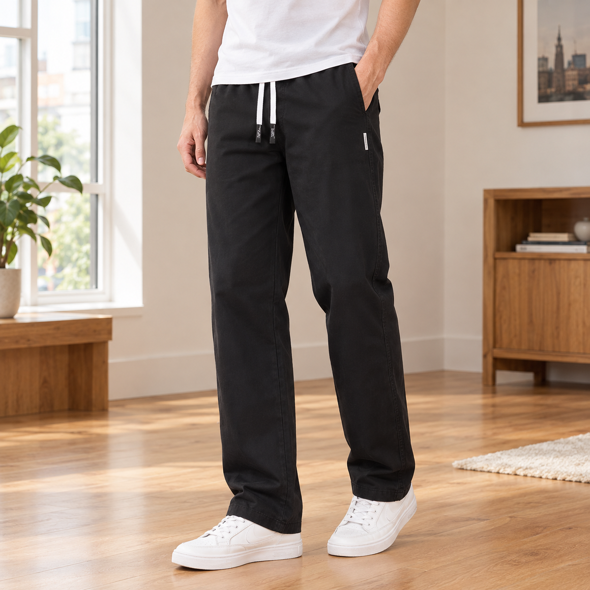 Men's Loose Straight Trousers-Azzella London