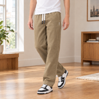 Men's Loose Straight Trousers-Azzella London