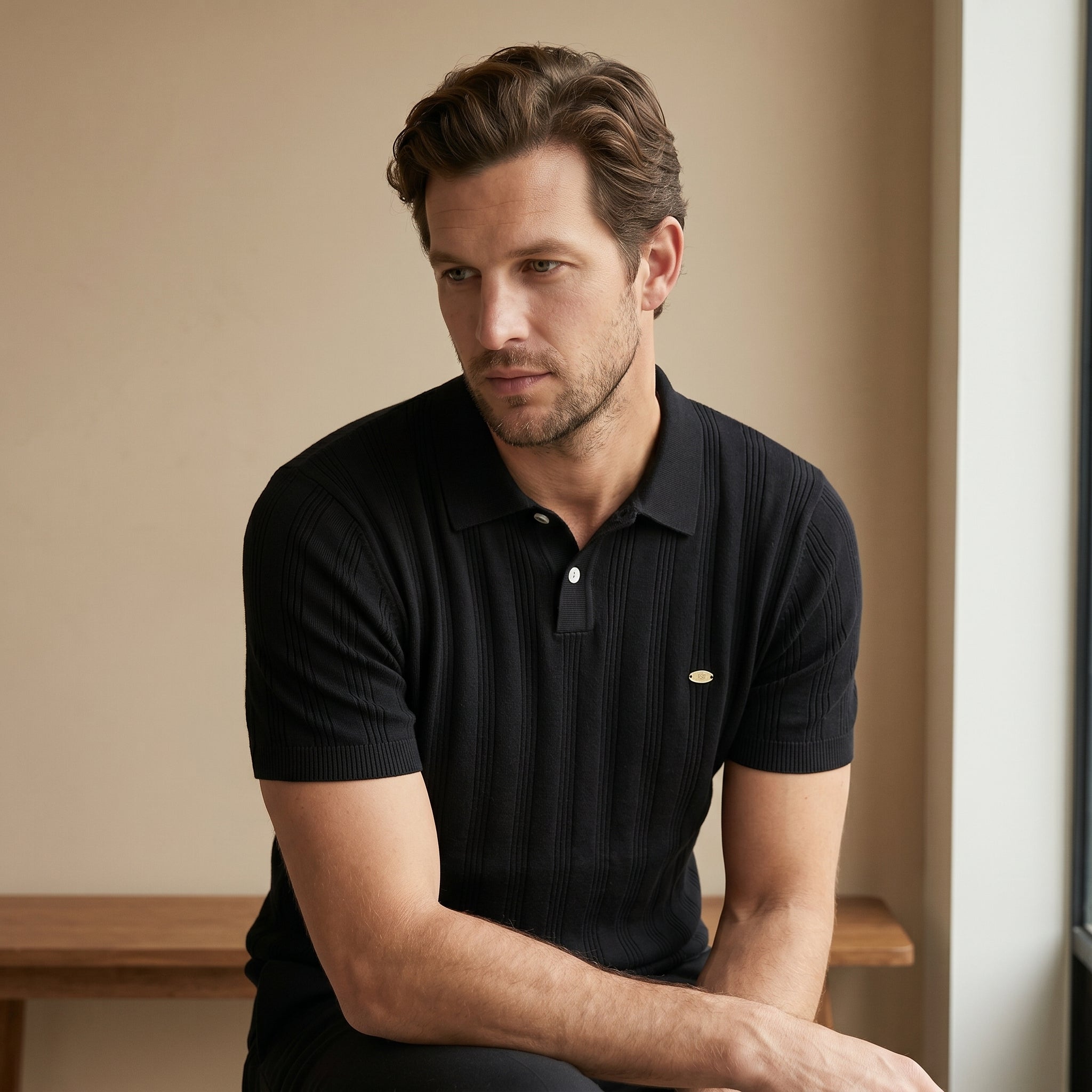 Men's Merino Wool Polo Shirt-Azzella London