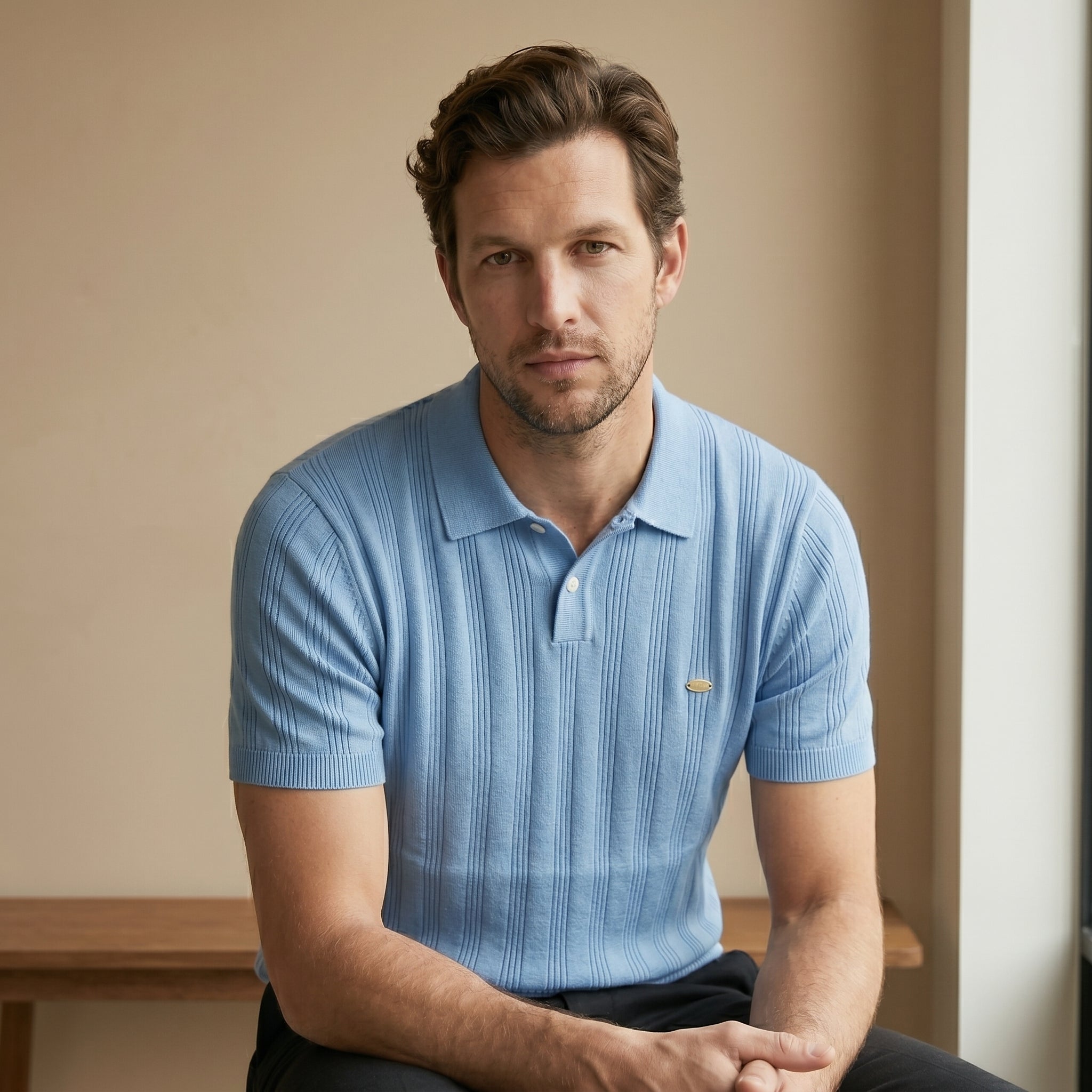 Men's Merino Wool Polo Shirt-Azzella London