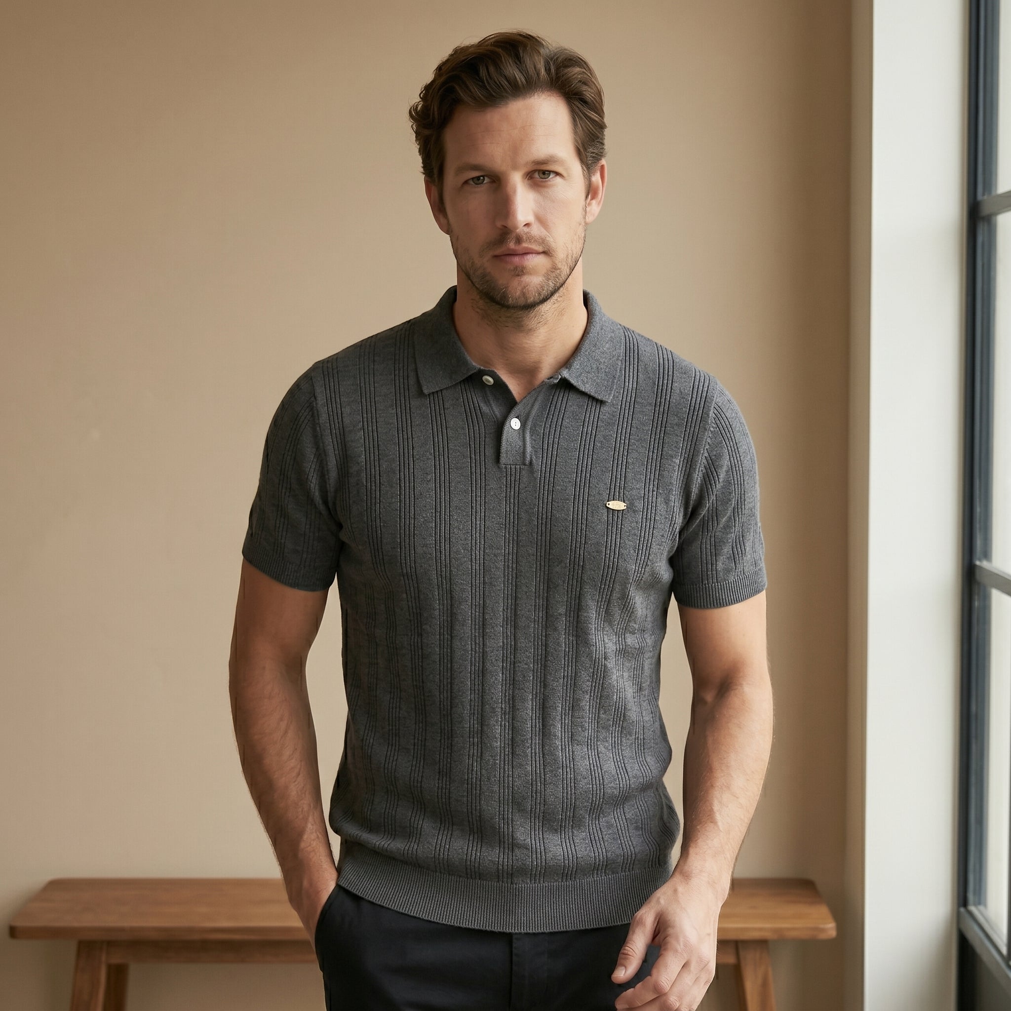 Men's Merino Wool Polo Shirt-Azzella London