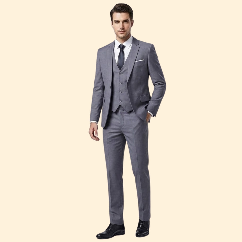 Men's Notch Lapel Three-Piece Suit-Suit-Azzella London