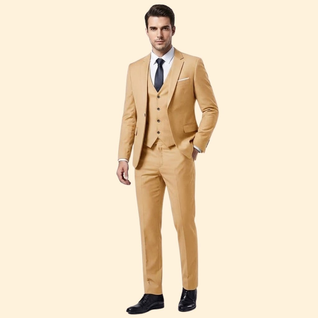 Men's Notch Lapel Three-Piece Suit-Suit-Azzella London