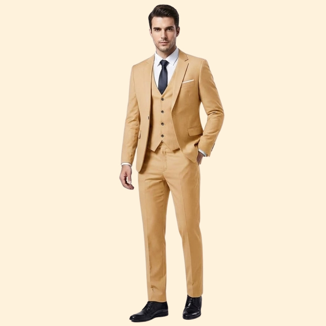 Men's Notch Lapel Three-Piece Suit-Suit-Azzella London