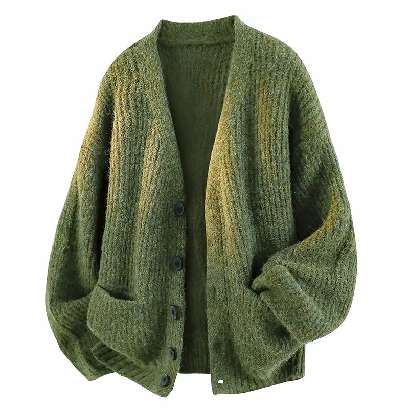 Men's Oversized V-Neck Cardigan-Cardigan-Azzella London