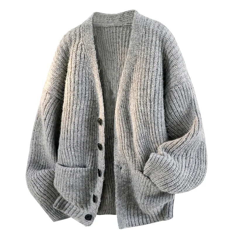 Men's Oversized V-Neck Cardigan-Cardigan-Azzella London