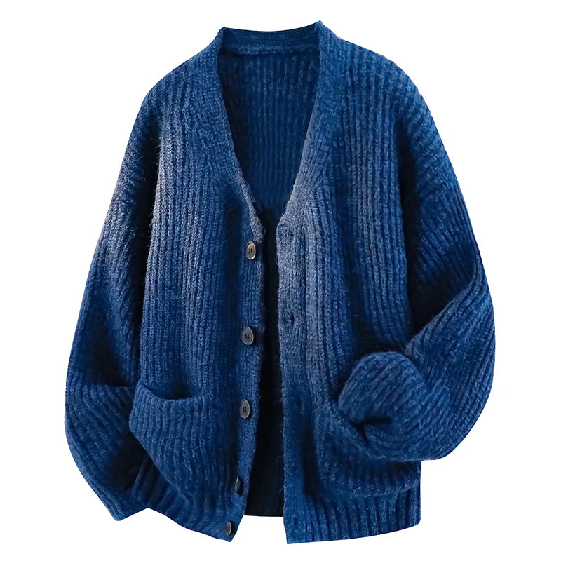 Men's Oversized V-Neck Cardigan-Cardigan-Azzella London