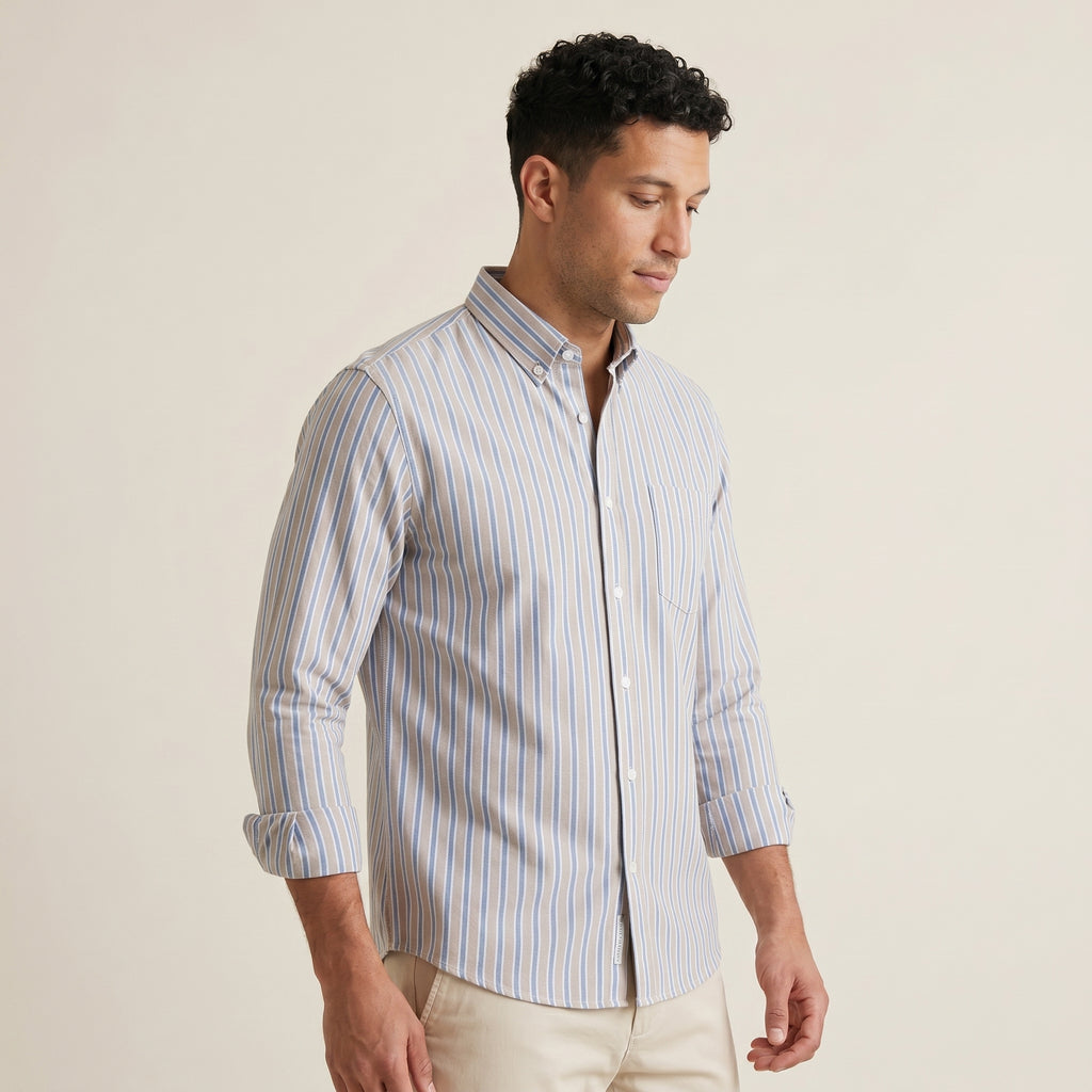 Men's Oxford Cotton Button-Up Shirt-Azzella London