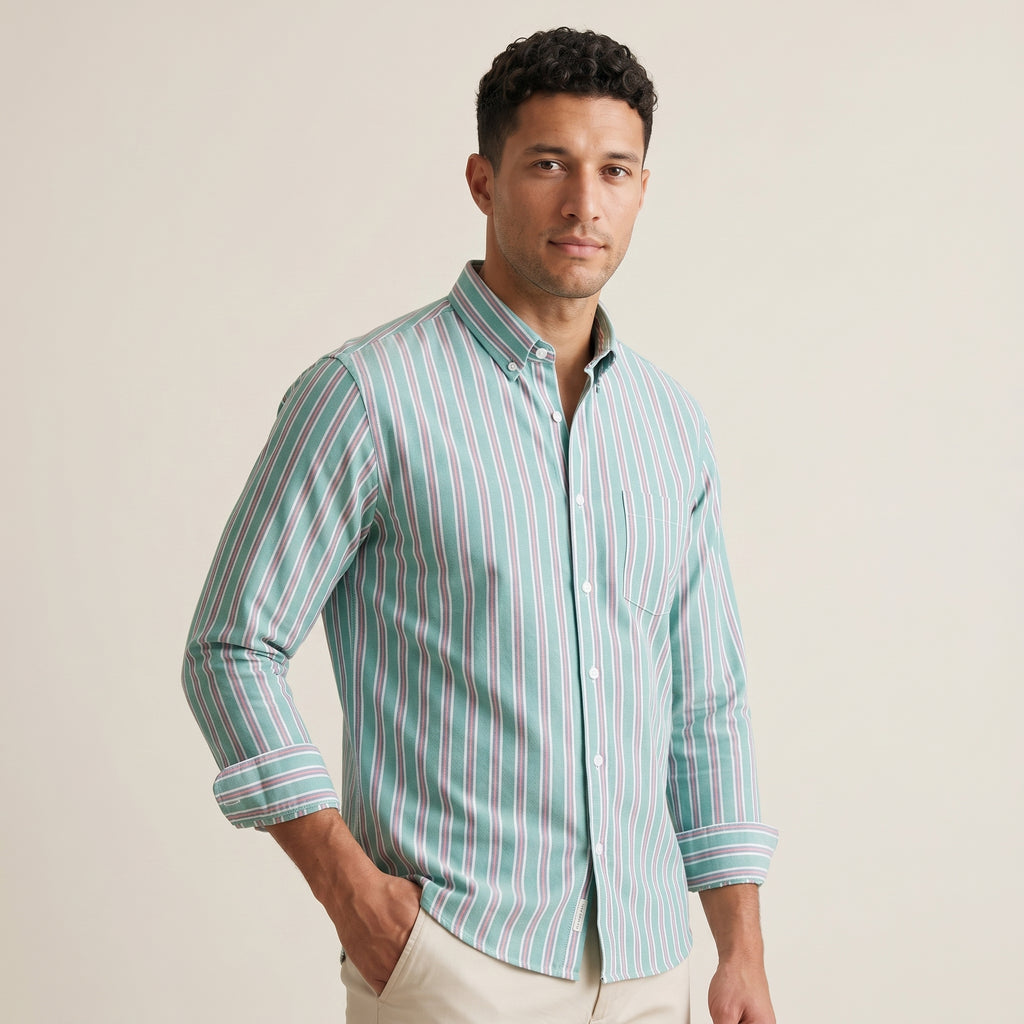 Men's Oxford Cotton Button-Up Shirt-Azzella London