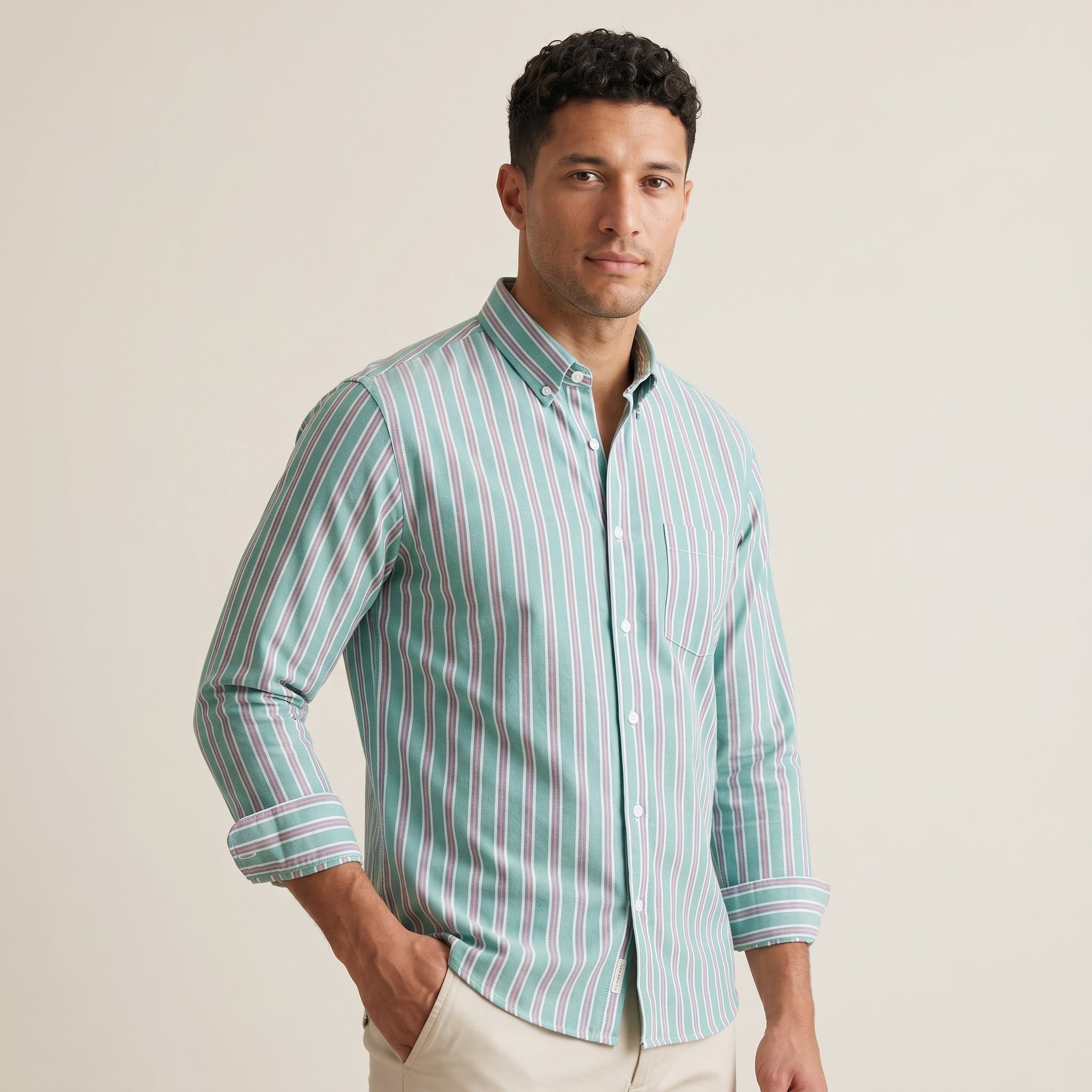 Men's Oxford Cotton Button-Up Shirt-Azzella London