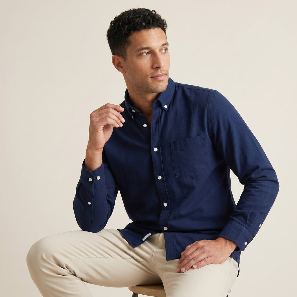 Men's Oxford Cotton Button-Up Shirt-Azzella London
