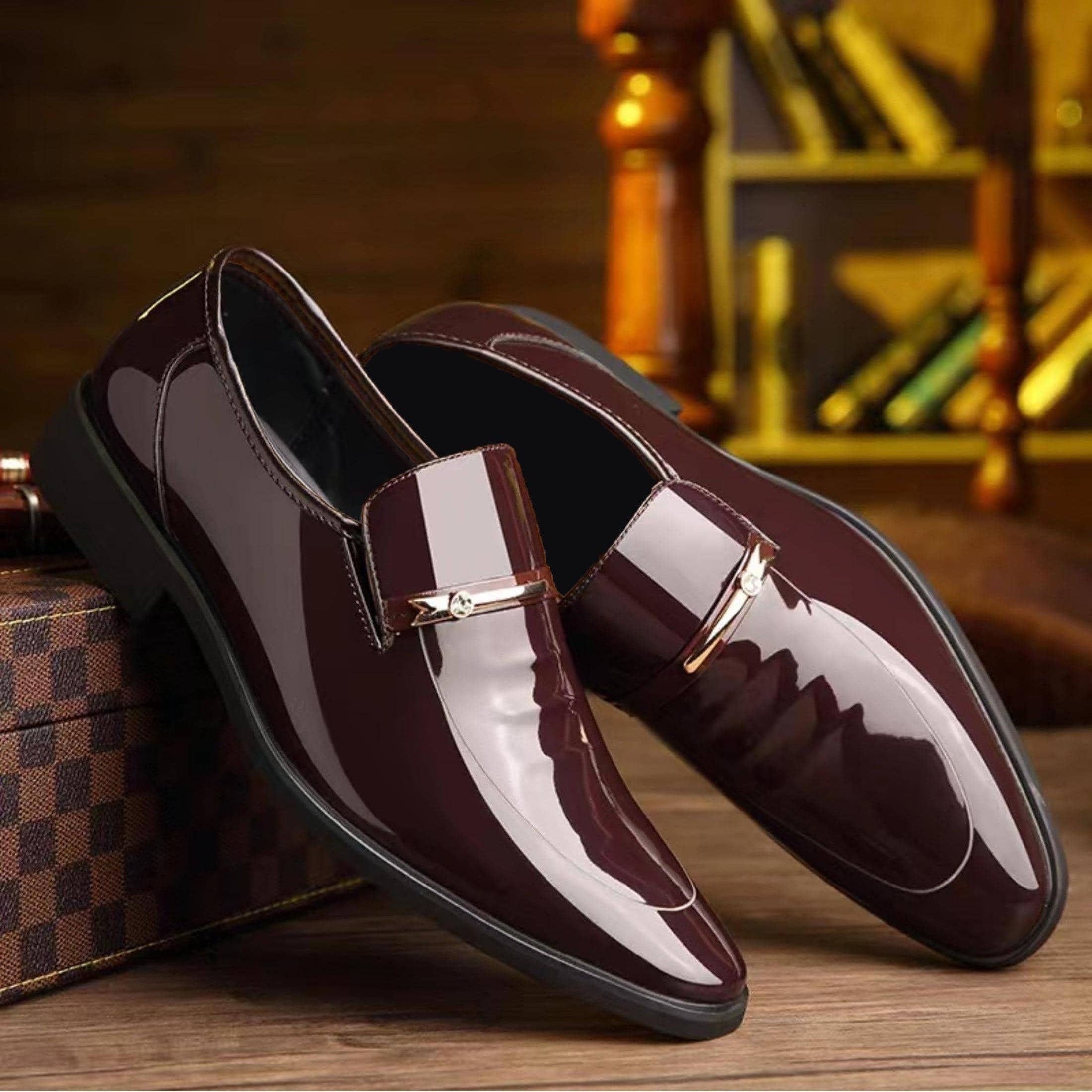 Men's Patent Leather Penny Loafers-Loafers-Azzella London