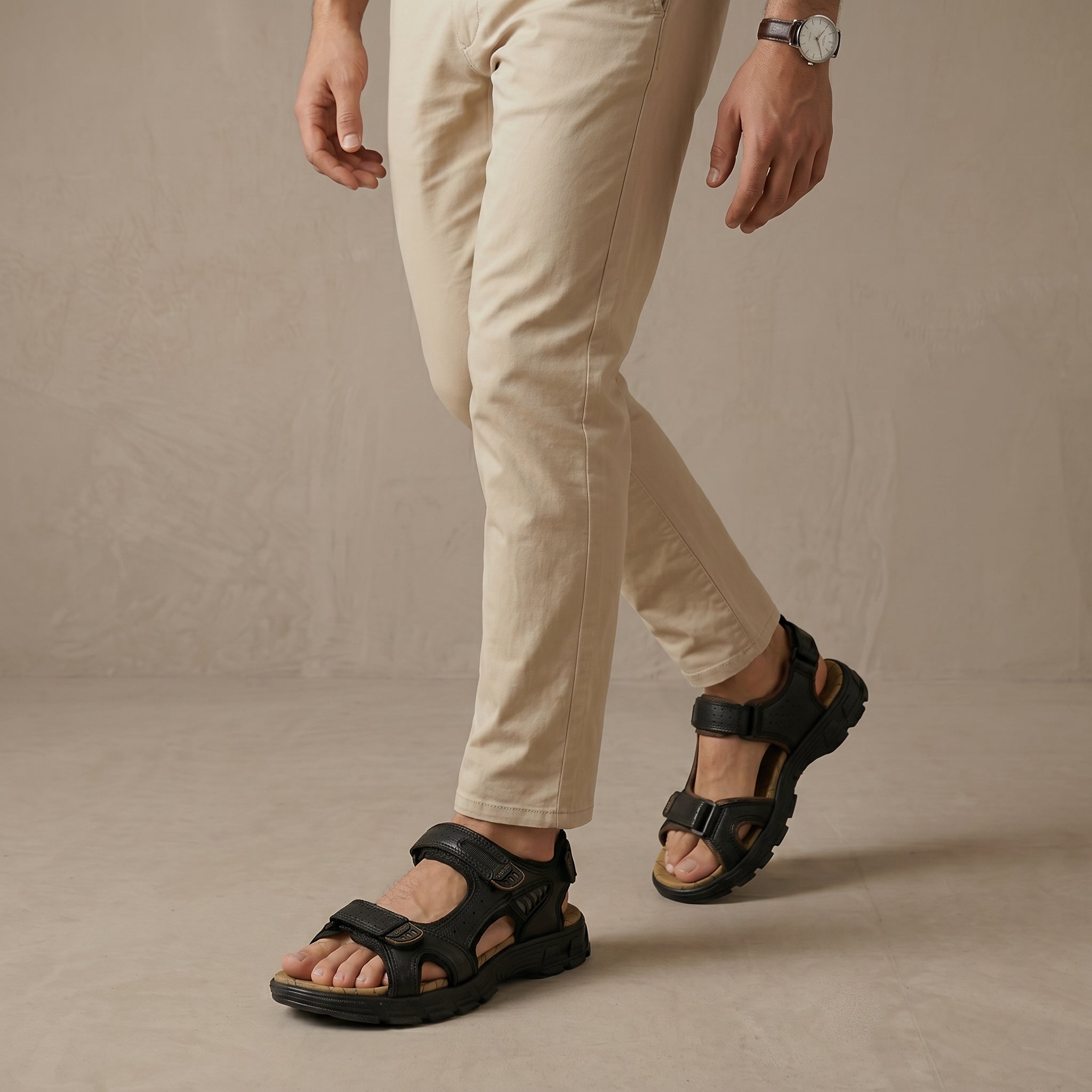 Men’s Perforated Adjustable Comfort Sandals-Azzella London
