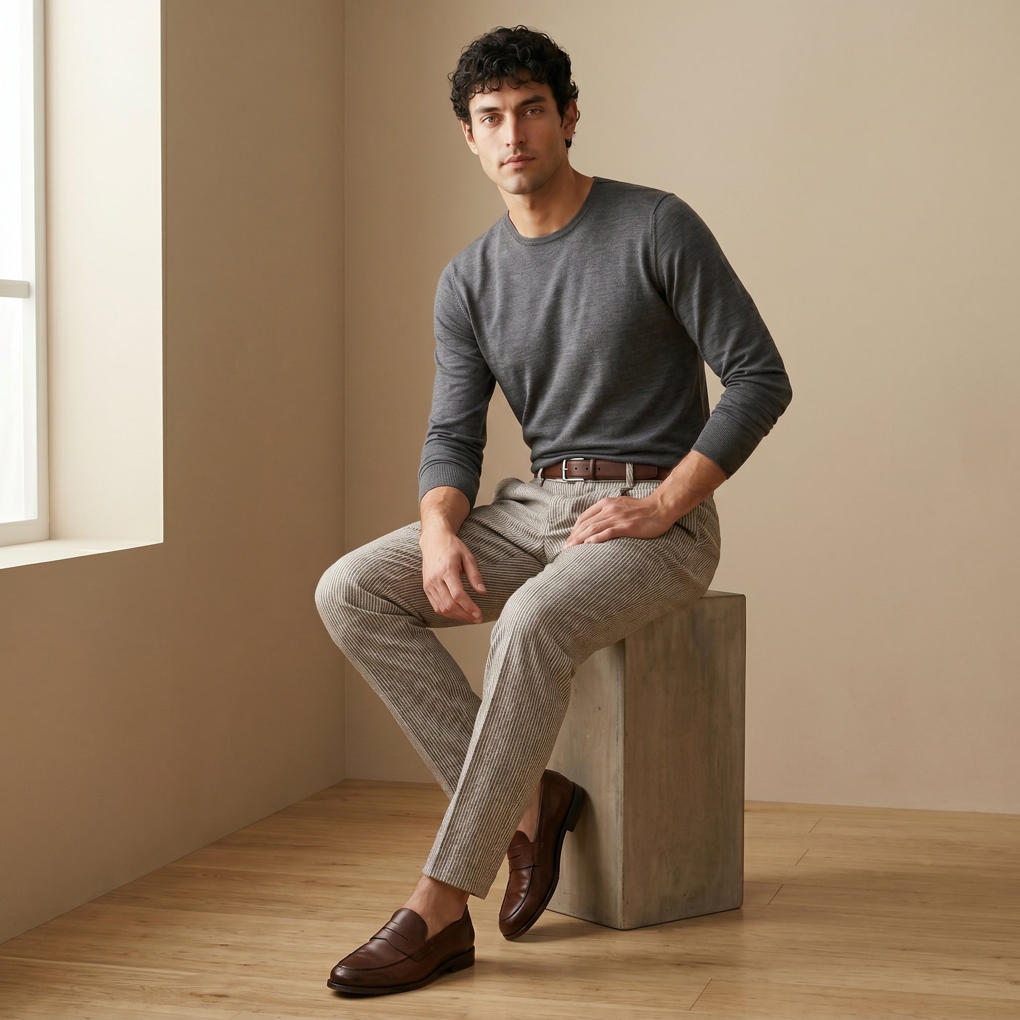 Men's Pleated Tapered Trousers-Azzella London