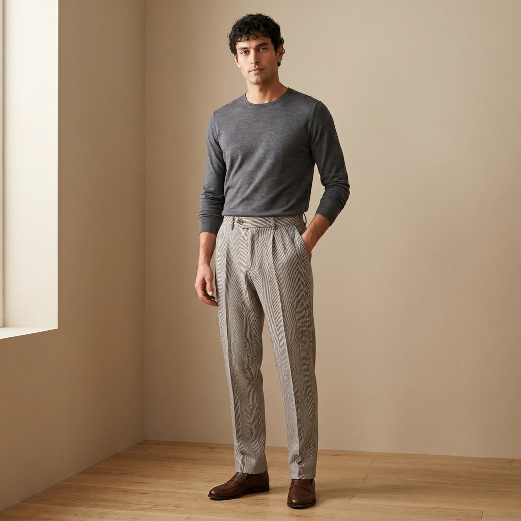 Men's Pleated Tapered Trousers-Azzella London