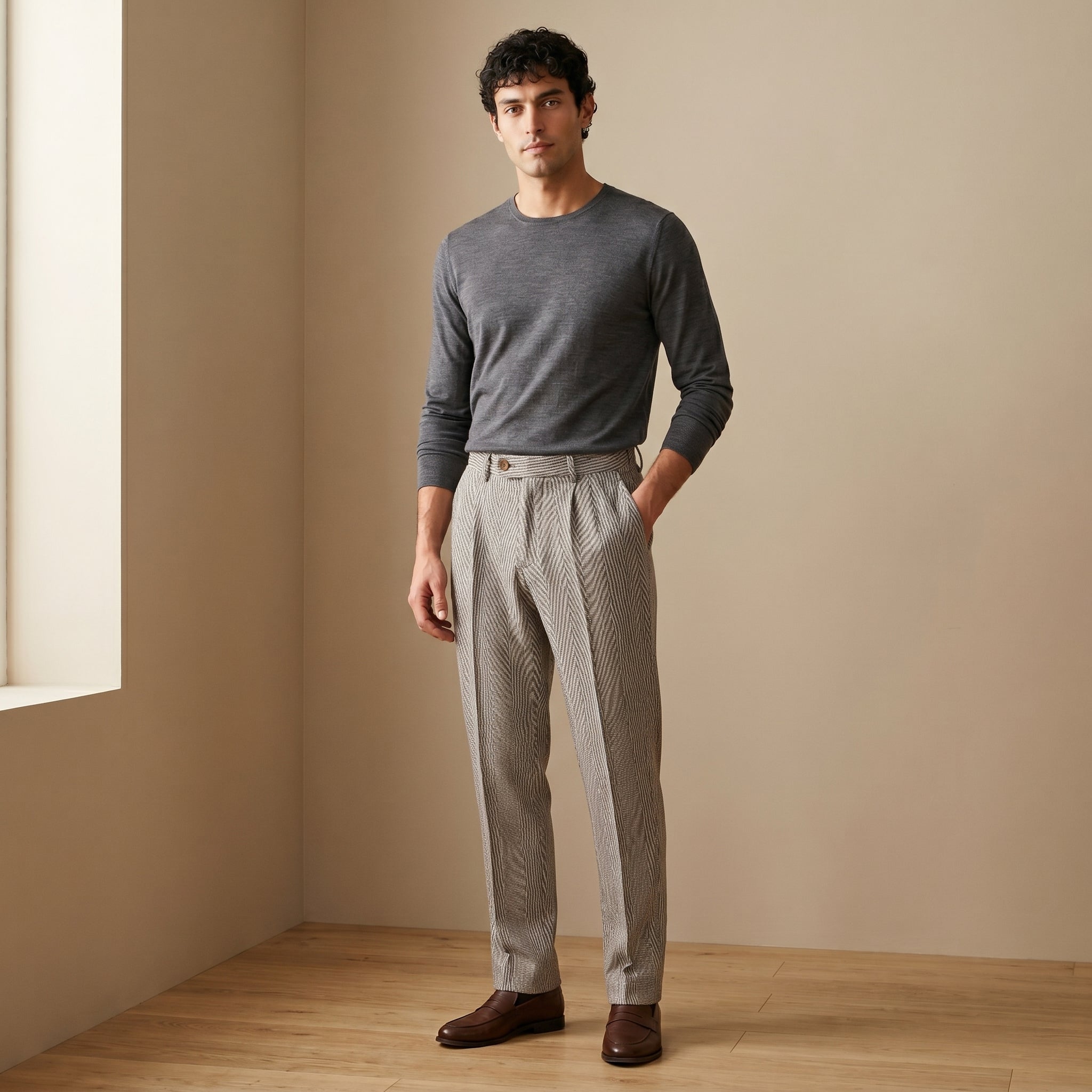 Men's Pleated Tapered Trousers-Azzella London