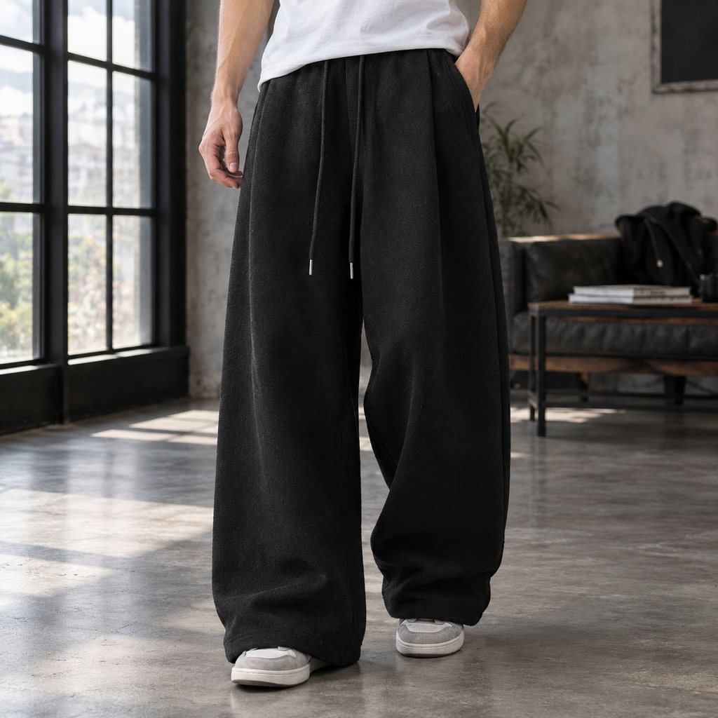Men's Pleated Wide Trousers-Azzella London