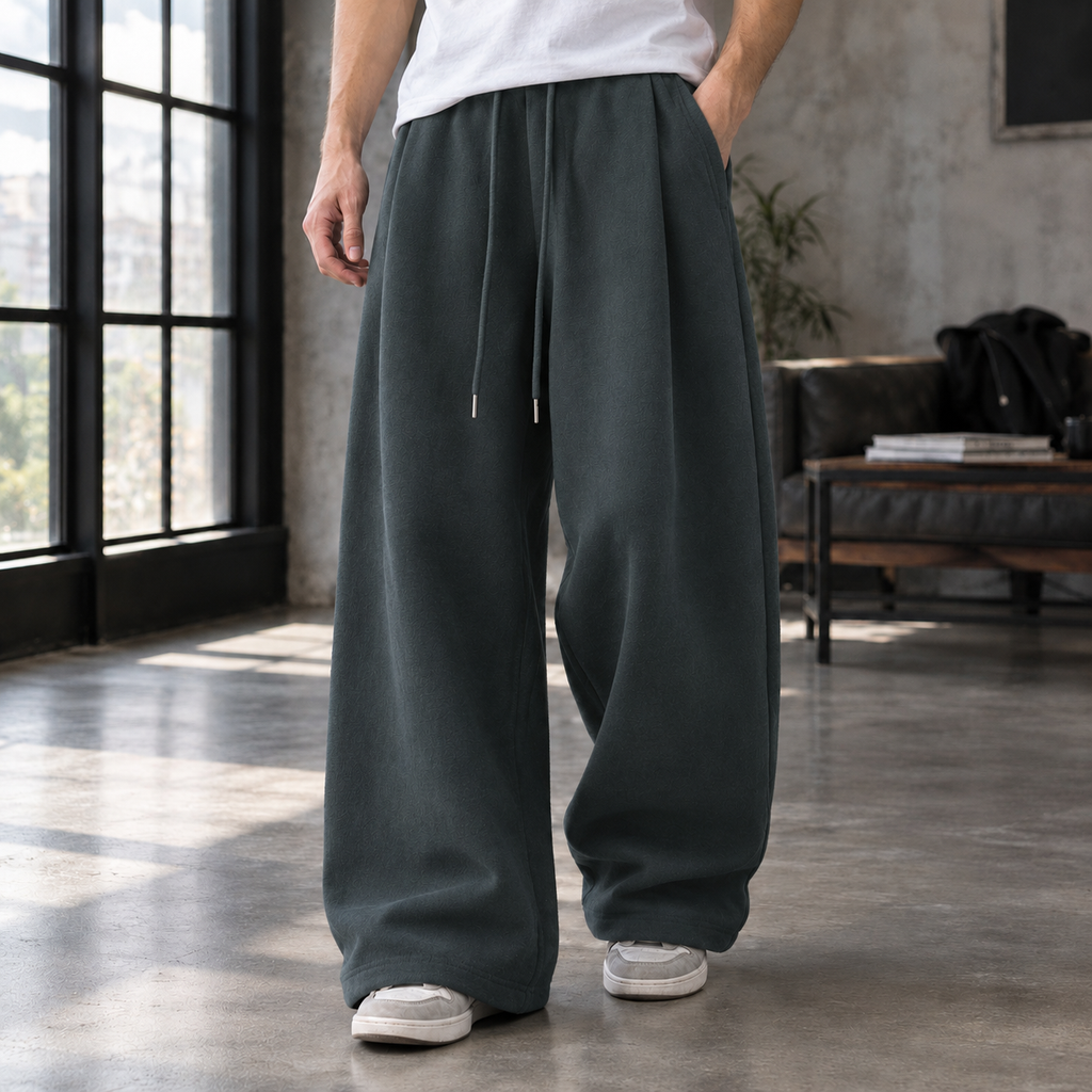Men's Pleated Wide Trousers-Azzella London
