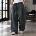 Men's Pleated Wide Trousers-Azzella London
