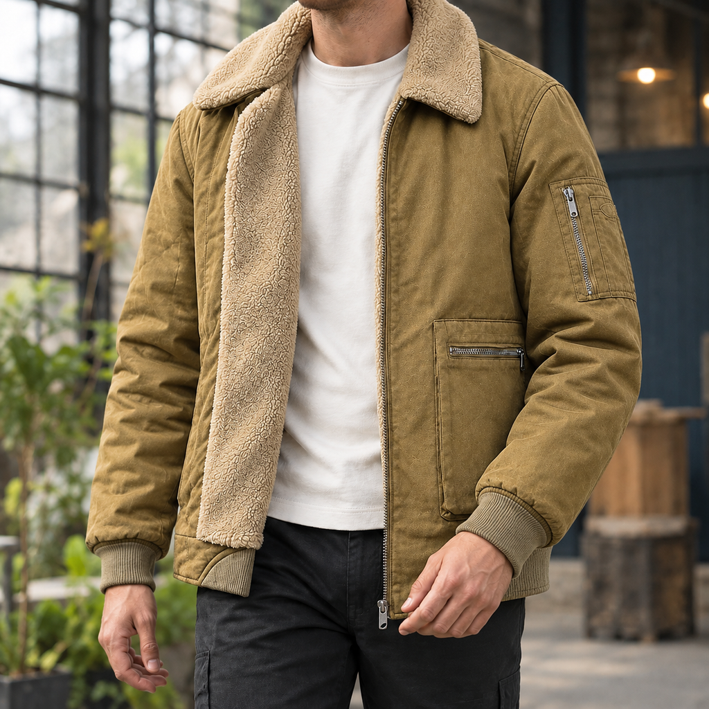 Men's Plush Lined Fleece Jacket-Azzella London