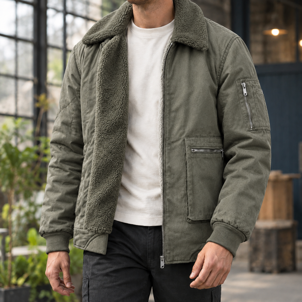 Men's Plush Lined Fleece Jacket-Azzella London