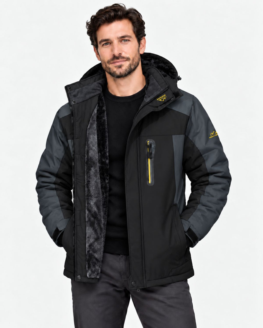 Men's Plush Lined Hooded Jacket-Jacket-Azzella London