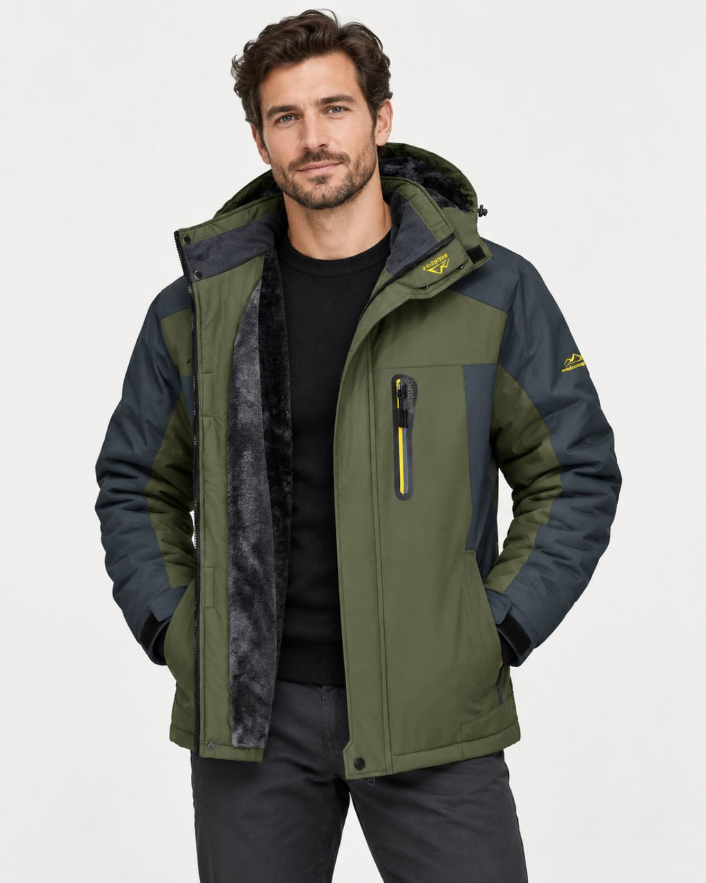 Men's Plush Lined Hooded Jacket-Jacket-Azzella London