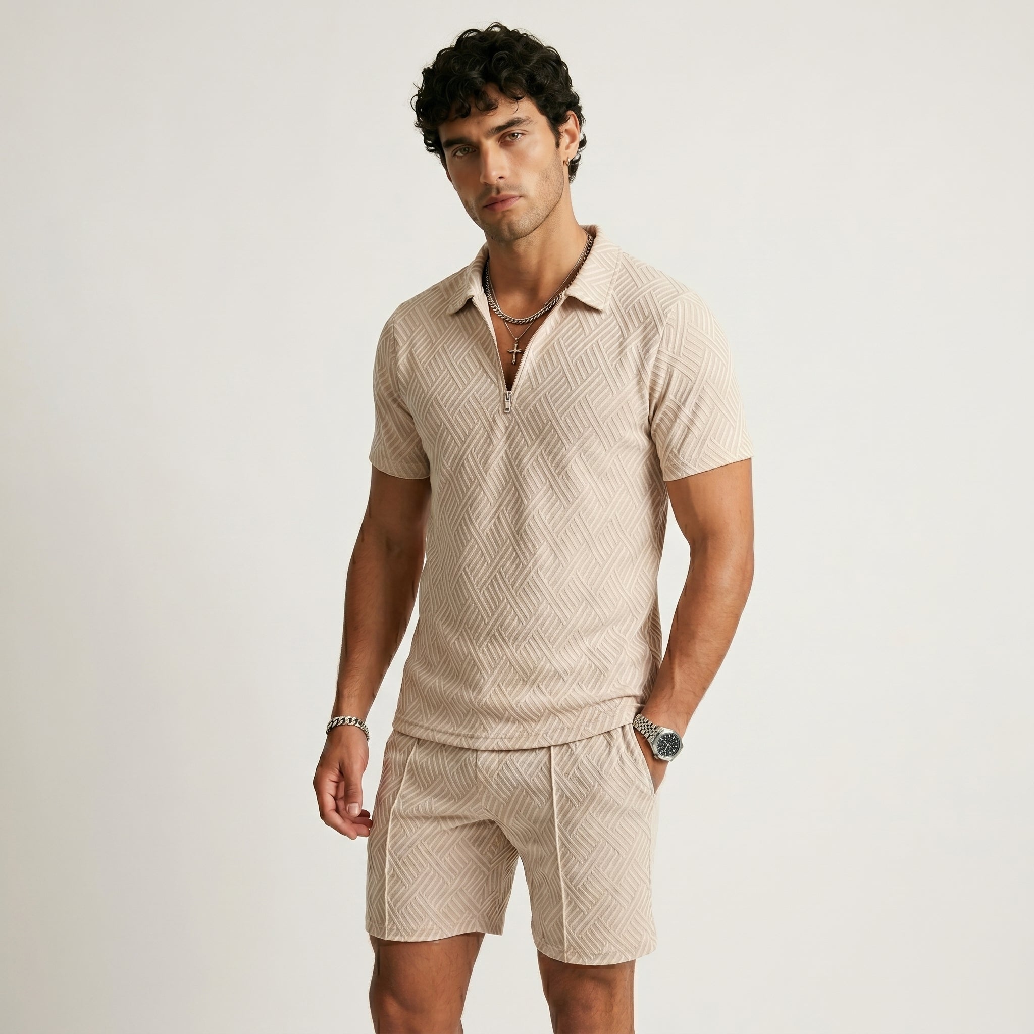 Men's Polo Shirt and Shorts Set-Azzella London