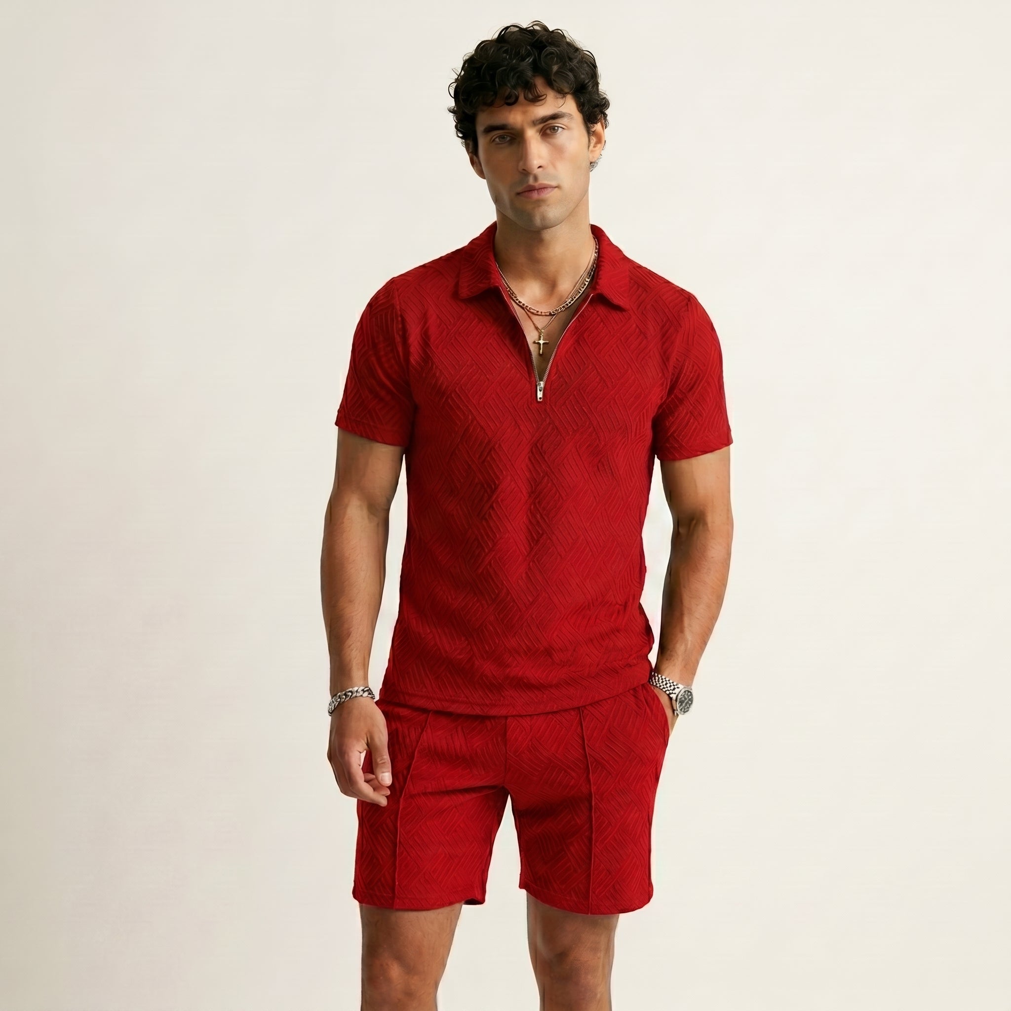 Men's Polo Shirt and Shorts Set-Azzella London