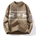 Men's Reindeer Cable Knit Christmas Jumper-Sweater-Azzella London