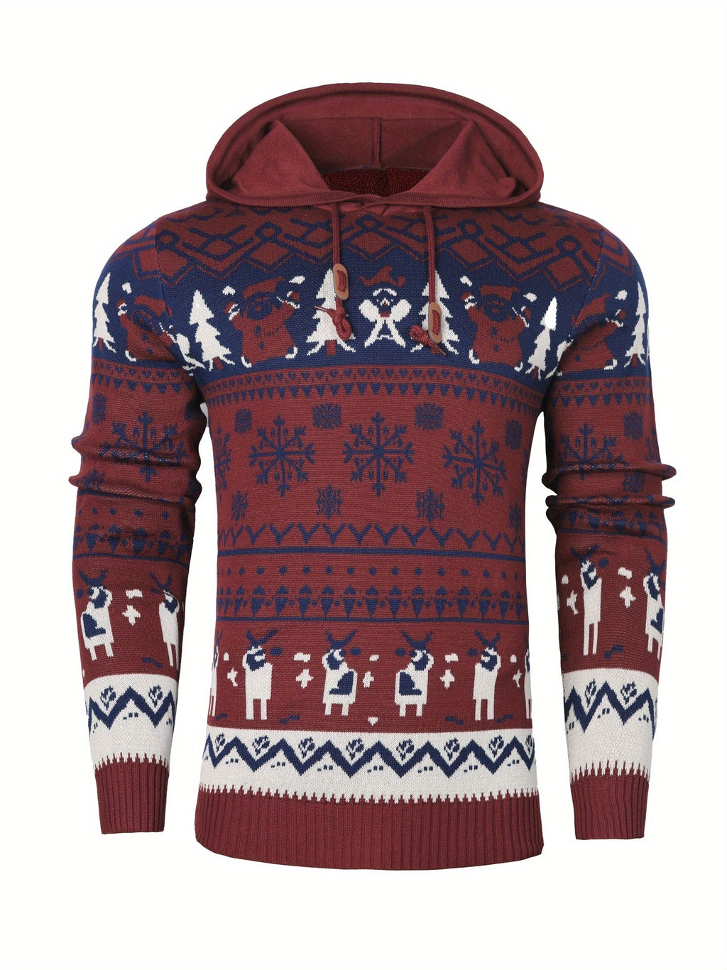 Men's Reindeer Hooded Christmas Jumper-Hoodie-Azzella London