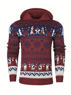 Men's Reindeer Hooded Christmas Jumper-Hoodie-Azzella London