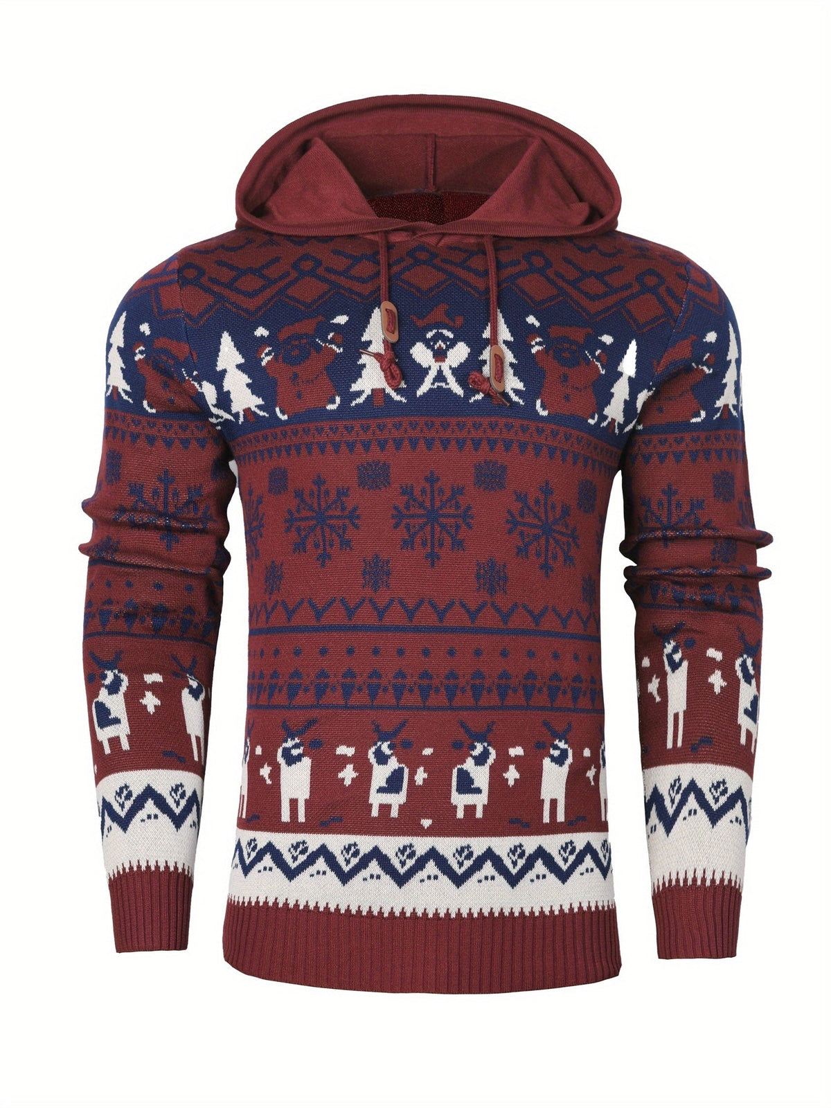 Men's Reindeer Hooded Christmas Jumper-Hoodie-Azzella London
