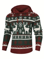 Men's Reindeer Hooded Christmas Jumper-Hoodie-Azzella London