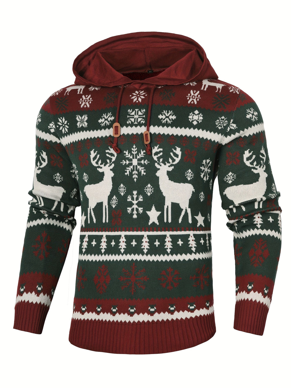 Men's Reindeer Hooded Christmas Jumper-Hoodie-Azzella London