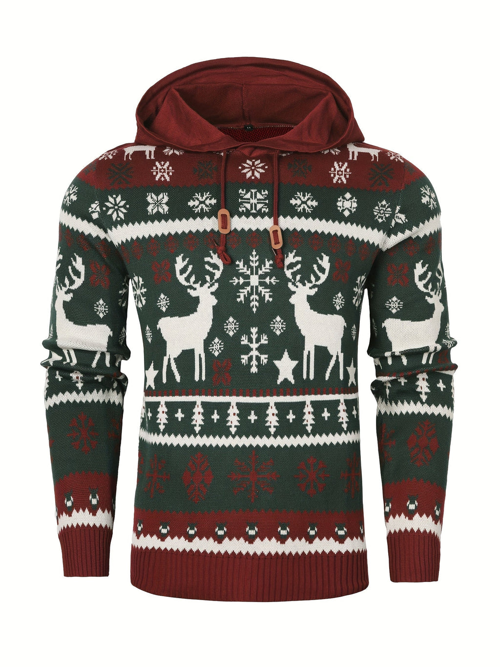 Men's Reindeer Hooded Christmas Jumper-Hoodie-Azzella London