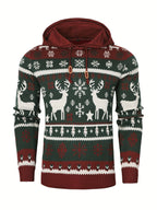 Men's Reindeer Hooded Christmas Jumper-Hoodie-Azzella London
